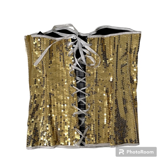 NWOT Women’s Gold Sequin Corset, size Medium - Picture 6 of 6